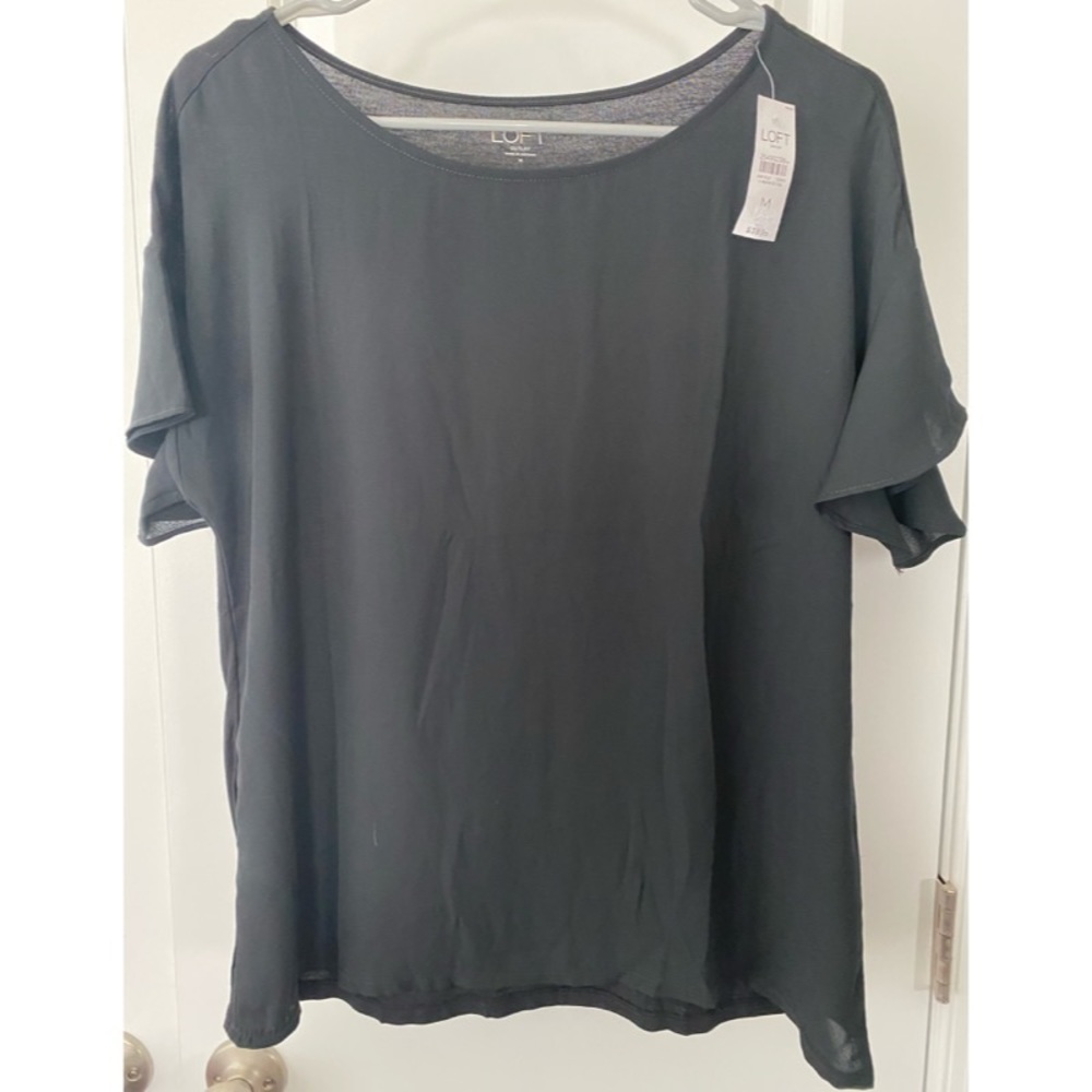 Loft mixed media flutter sleeve top, BNWT, sz M